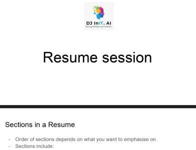 Resume Session presentation slide